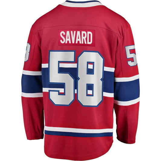 M.Canadiens #58 David Savard Fanatics Branded Home Breakaway Player Jersey Red Stitched American Hockey Jerseys - Main View