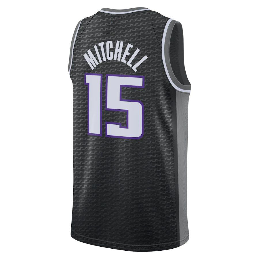S.Kings #15 Davion Mitchell Jordan Brand 2022-23 Statement Edition Swingman Jersey Black Stitched American Basketball Jersey - Main View