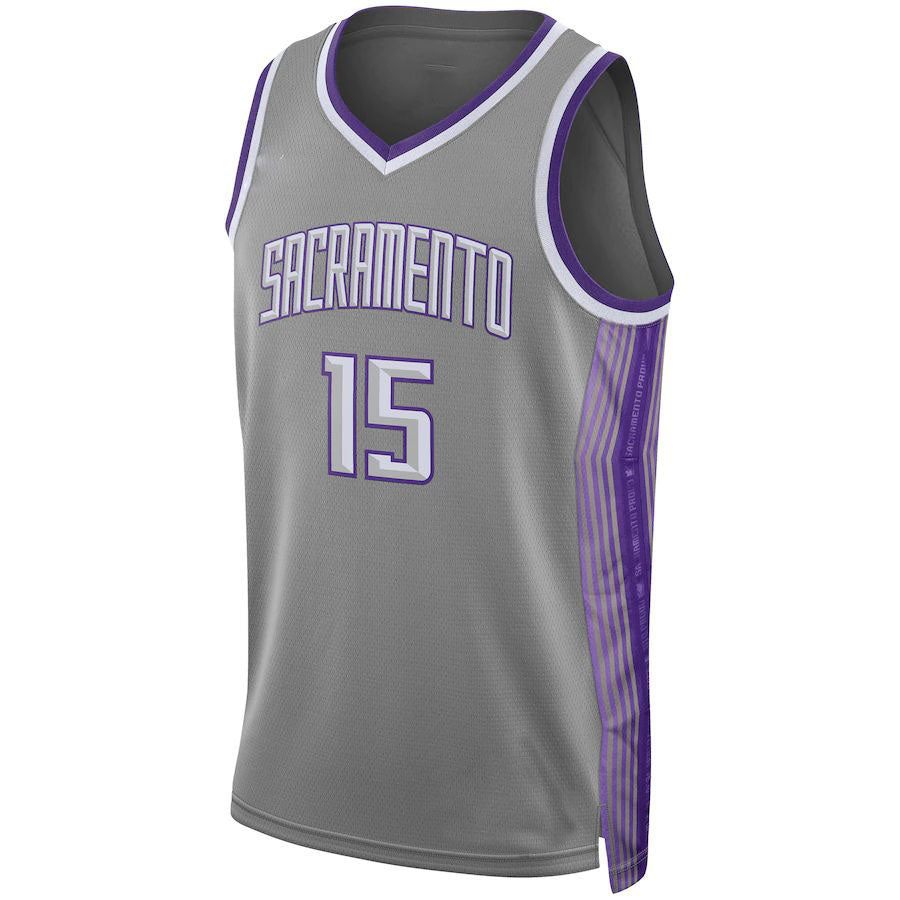 S.Kings #15 Davion Mitchell Unisex  Swingman Jersey  City Edition  Anthracite Stitched American Basketball Jersey - Main View
