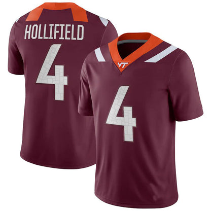 V.Tech Hokies #4 Dax Hollifield NIL Replica Football Jersey - Maroon Stitched American College Jerseys - Main View