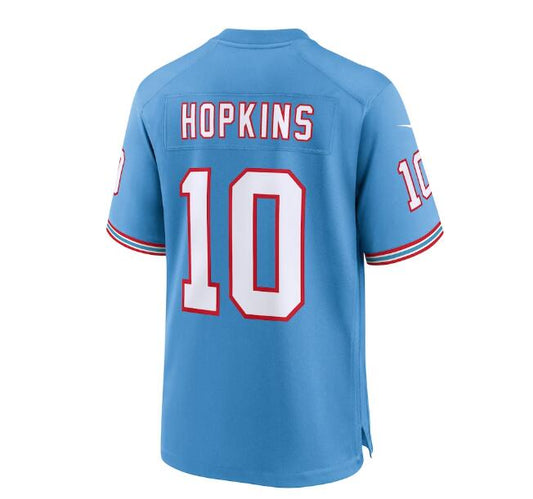 T.Titans #10 DeAndre Hopkins Oilers Throwback Player Game Jersey - Light Blue new Stitched American Football Jerseys - Main View