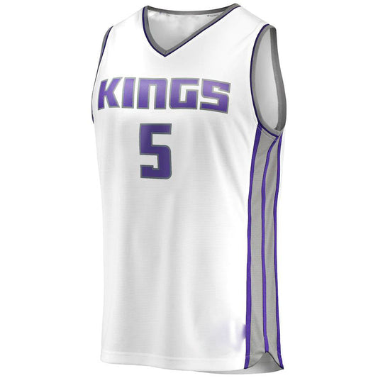 S.Kings #5 De'Aaron Fox Fanatics Branded 2019-20 Fast Break Replica Player Jersey  Association Edition White Stitched American Basketball Jersey - Main View