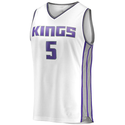 S.Kings #5 De'Aaron Fox Fanatics Branded Fast Break Player Replica Jersey Association Edition White Stitched American Basketball Jersey - Main View