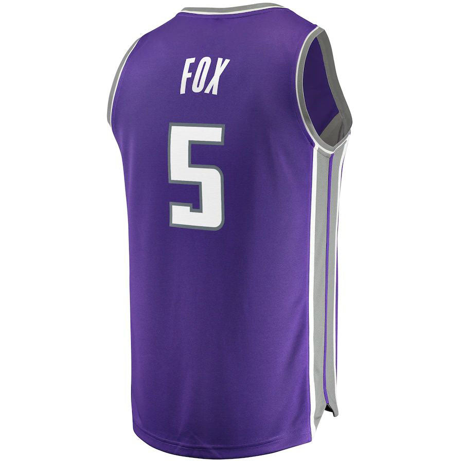 S.Kings #5 De'Aaron Fox Fanatics Branded Fast Break Player Replica Jersey  Icon Edition Purple Stitched American Basketball Jersey - Main View