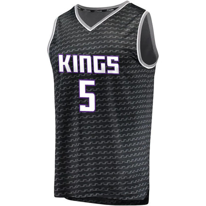S.Kings #5 De'Aaron Fox Fanatics Branded Fast Break Replica Jersey Black Statement Edition Stitched American Basketball Jersey - Main View