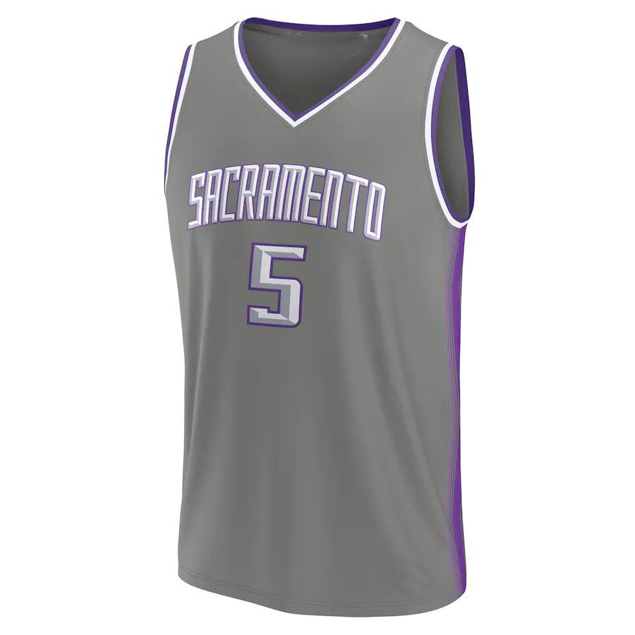 S.Kings #5 De'Aaron Fox Fanatics Branded Fastbreak Jersey City Edition Gray Stitched American Basketball Jersey - Main View