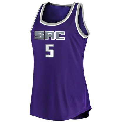 S.Kings #5 De'Aaron Fox  Fanatics Branded Women's Fast Break Tank Jersey Icon Edition Purple Stitched American Basketball Jersey - Main View