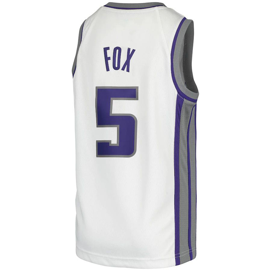 S.Kings #5 De'Aaron Fox Swingman Jersey Association Edition White Stitched American Basketball Jersey - Main View