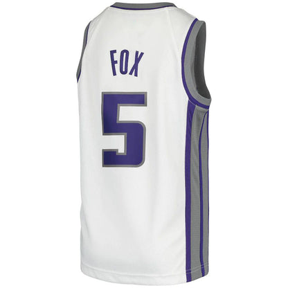 S.Kings #5 De'Aaron Fox Swingman Jersey Association Edition White Stitched American Basketball Jersey - Main View