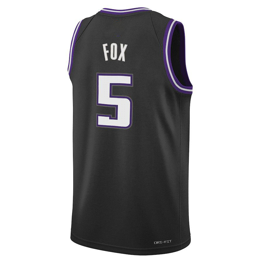 S.Kings #5 De'Aaron Fox Swingman Jersey  City Edition Black Statement Edition Stitched American Basketball Jersey - Main View