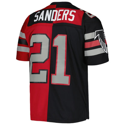 A.Falcons #21 Deion Sanders Mitchell & Ness 1989 Split Legacy Replica Jersey - Black Red Stitched American Football Jerseys - Main View