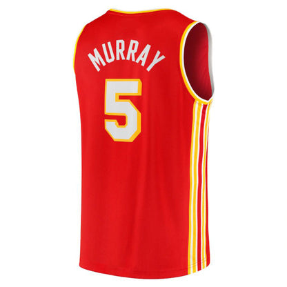 A.Hawks #5 Dejounte Murray Fanatics Branded Fast Break Replica Jersey Icon Edition Red Stitched American Basketball Jersey - Main View