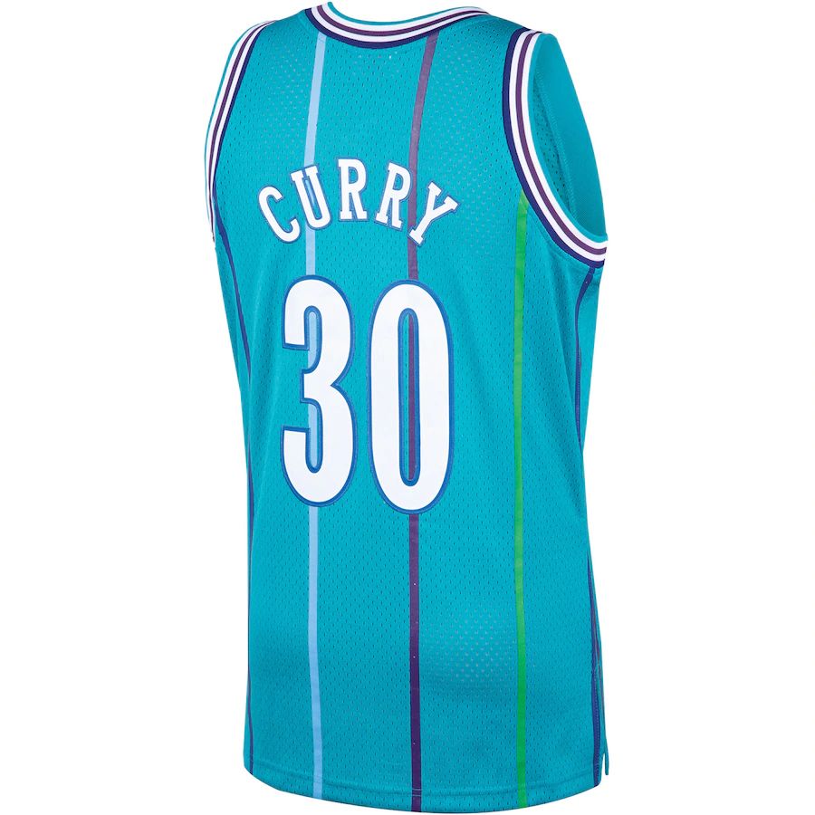 C.Hornets #30 Dell Curry Mitchell & Ness 1992-93 Hardwood Classics Swingman Player Jersey Teal Stitched American Basketball Jersey - Main View