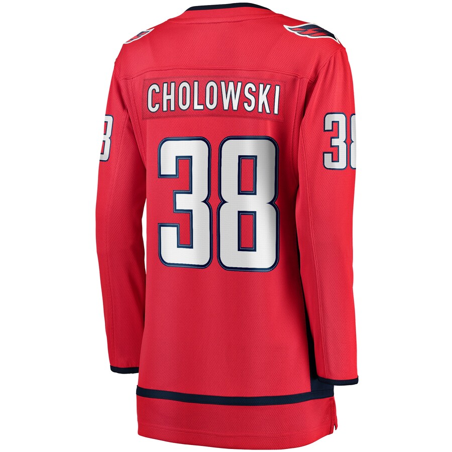 W.Capitals #38 Dennis Cholowski Fanatics Branded Home Breakaway Player Jersey  Red Stitched American Hockey Jerseys - Main View