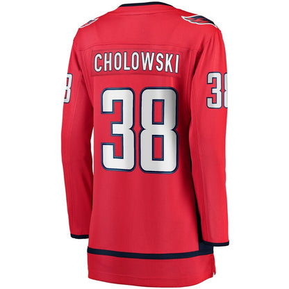 W.Capitals #38 Dennis Cholowski Fanatics Branded Home Breakaway Player Jersey  Red Stitched American Hockey Jerseys - Main View