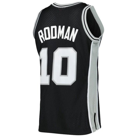 S.Antonio Spurs #10 Dennis Rodman Mitchell & Ness 1993-94 Hardwood Classics Swingman Jersey Black Stitched American Basketball Jersey - Main View