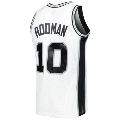 S.Antonio Spurs #10 Dennis Rodman Mitchell & Ness 1993-94 Hardwood Classics Swingman Jersey White  Stitched American Basketball Jersey - Main View