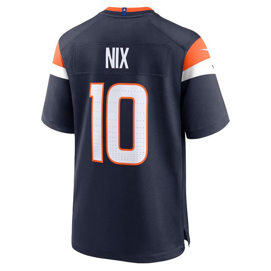 D.Broncos #10 Bo Nix 2024 Draft First Round Pick Player Game Jersey - Navy American Football Jersey - Main View