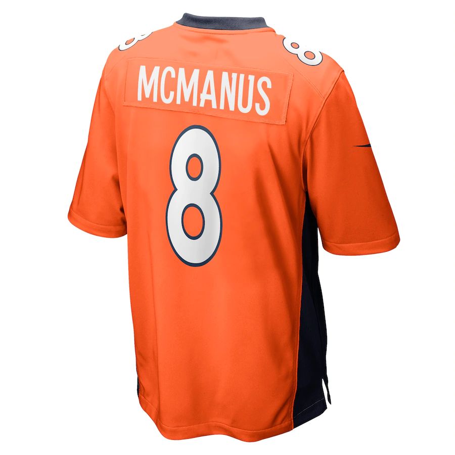 D.Broncos #8 Brandon McManus Orange Game Jersey Stitched American Football Jerseys - Main View