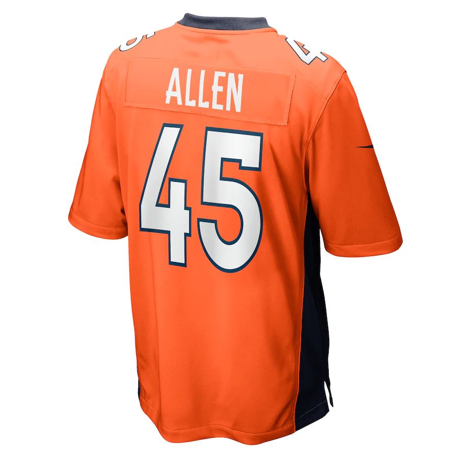 D.Broncos #45 Christopher Allen Orange Game Player Jersey Stitched American Football Jerseys - Main View