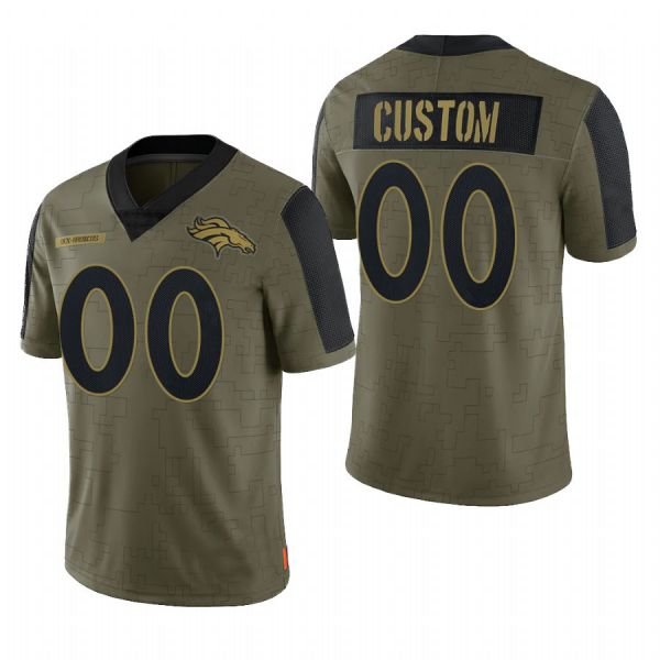 Custom D.Broncos Olive 2021 Salute To Service Limited Football Jersey - Main View