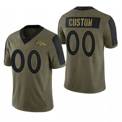 Custom D.Broncos Olive 2021 Salute To Service Limited Football Jersey - Main View