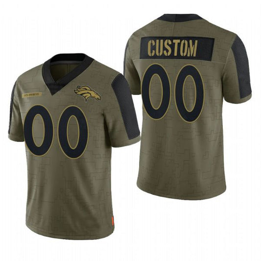 Custom D.Broncos Olive 2021 Salute To Service Limited Football Jersey - Main View