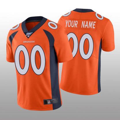 Custom D.Broncos Orange Vapor Limited 100th Season Jersey Stitched Jersey American Football Jerseys - Main View