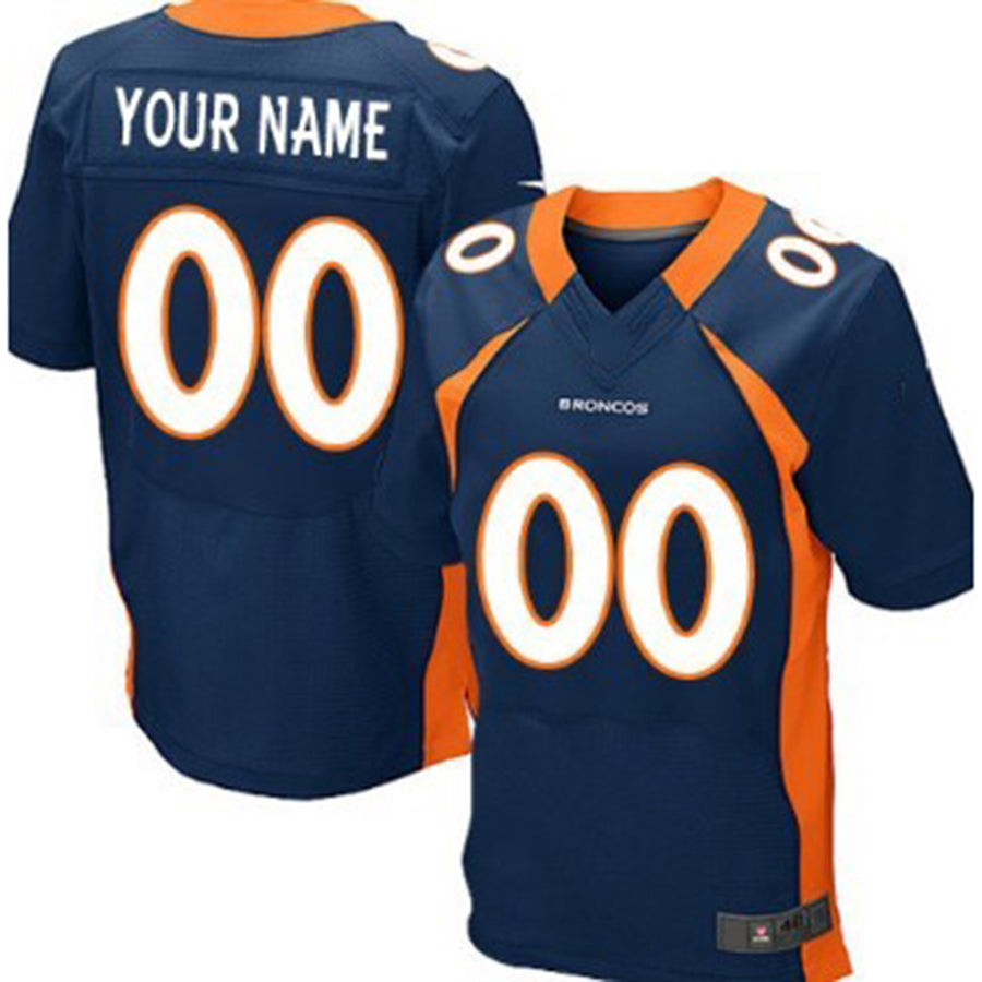 Custom D.Broncos Blue Elite Jersey Stitched Jersey American Football Jerseys - Main View