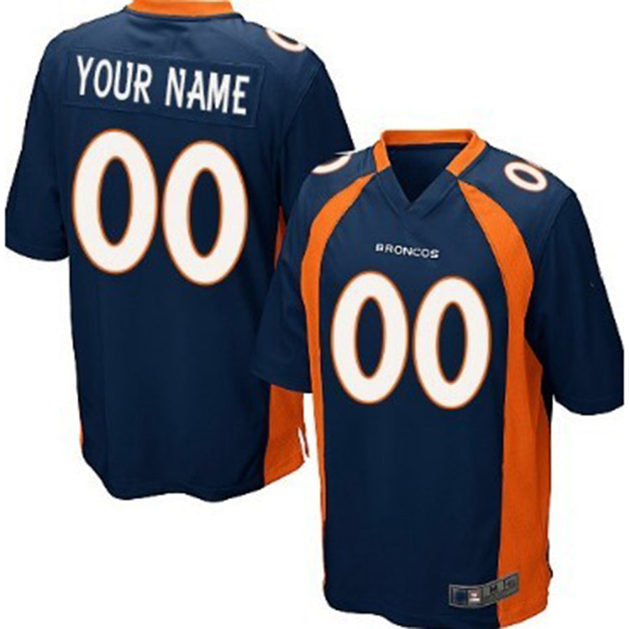 Custom D.Broncos Blue Game Jersey Stitched Jersey American Football Jerseys - Main View
