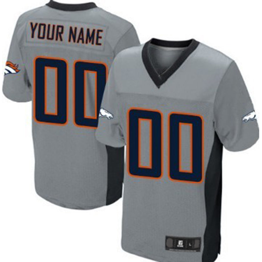 Custom D.Broncos Gray Shadow Elite Jersey Stitched Jersey American Football Jerseys - Main View