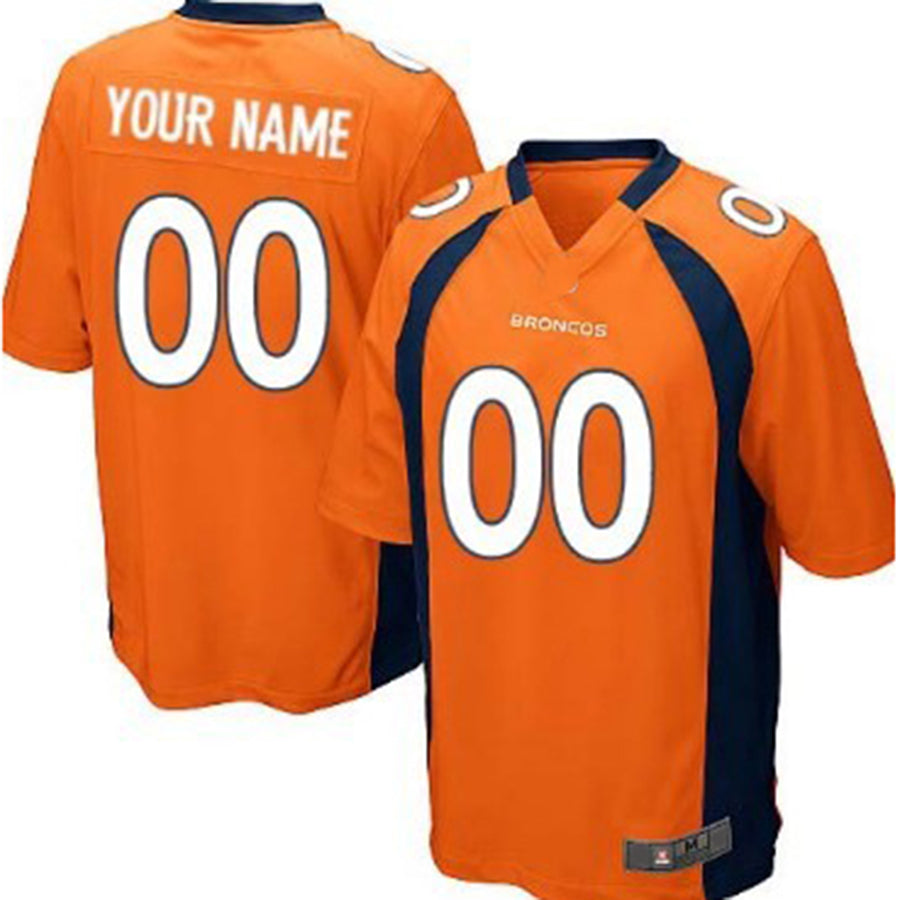 Custom D.Broncos Orange Game Jersey Stitched Jersey American Football Jerseys - Main View