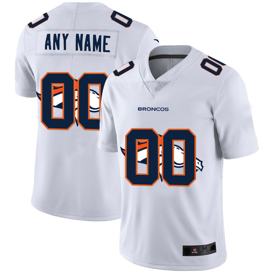 Custom D.Broncos White Team Big Logo Vapor Untouchable Limited Jersey Stitched Jersey American Football Jerseys - Main View