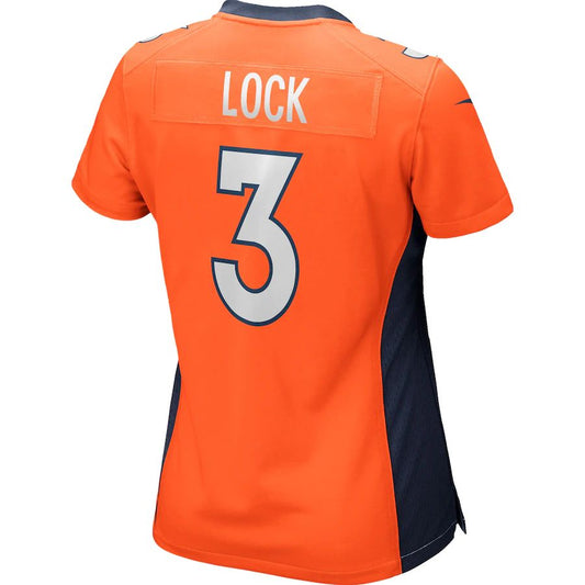 D.Broncos #3 Drew Lock Orange Game Player Jersey Stitched American Football Jerseys - Main View