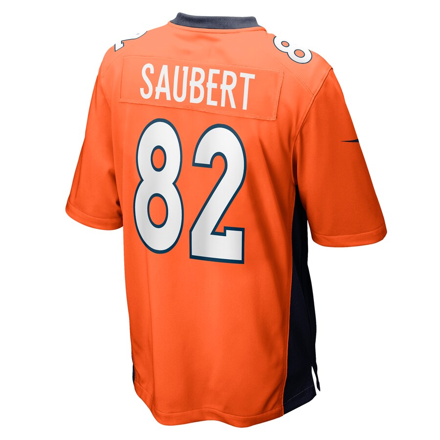 D.Broncos #82 Eric Saubert Orange Game Jersey Stitched American Football Jerseys - Main View