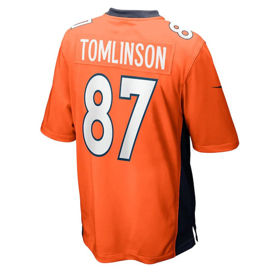 D.Broncos #87 Eric Tomlinson Orange Game Player Jersey Stitched American Football Jerseys - Main View