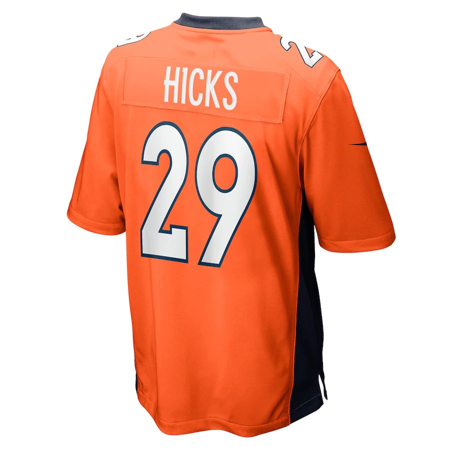 D.Broncos #29 Faion Hicks Orange Game Player Jersey Stitched American Football Jerseys - Main View