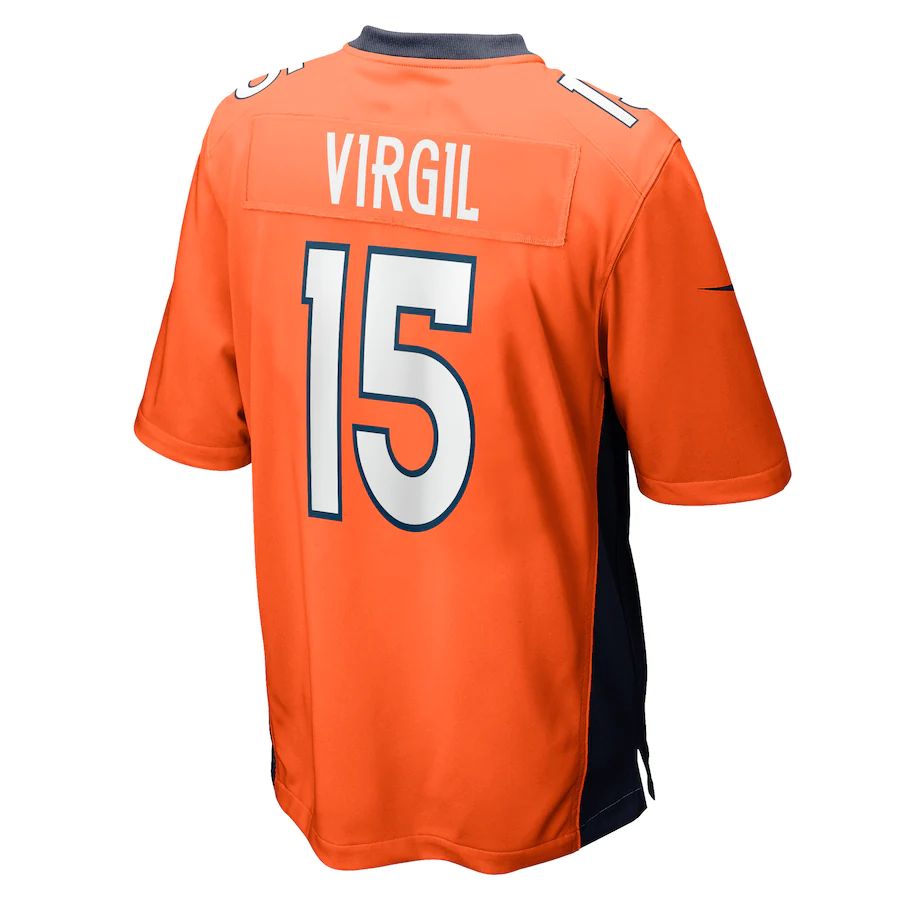 D.Broncos #15 Jalen Virgil Orange Game Player Jersey Stitched American Football Jerseys - Main View