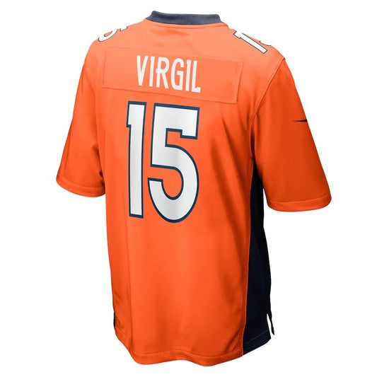 D.Broncos #15 Jalen Virgil Orange Game Player Jersey Stitched American Football Jerseys - Main View