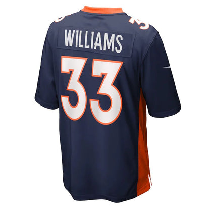 D.Broncos #33 Javonte Williams Navy Home Game Player Jersey Stitched American Football Jerseys - Main View