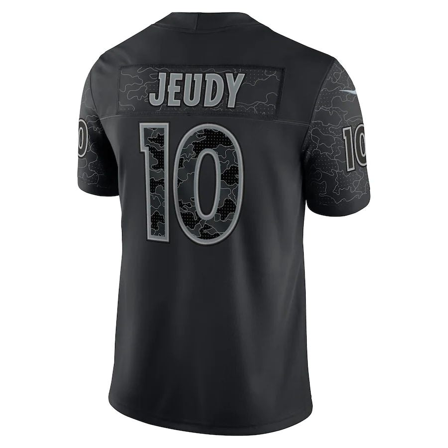 D.Broncos #10 Jerry Jeudy Black RFLCTV Limited Jersey Stitched American Football Jerseys - Main View