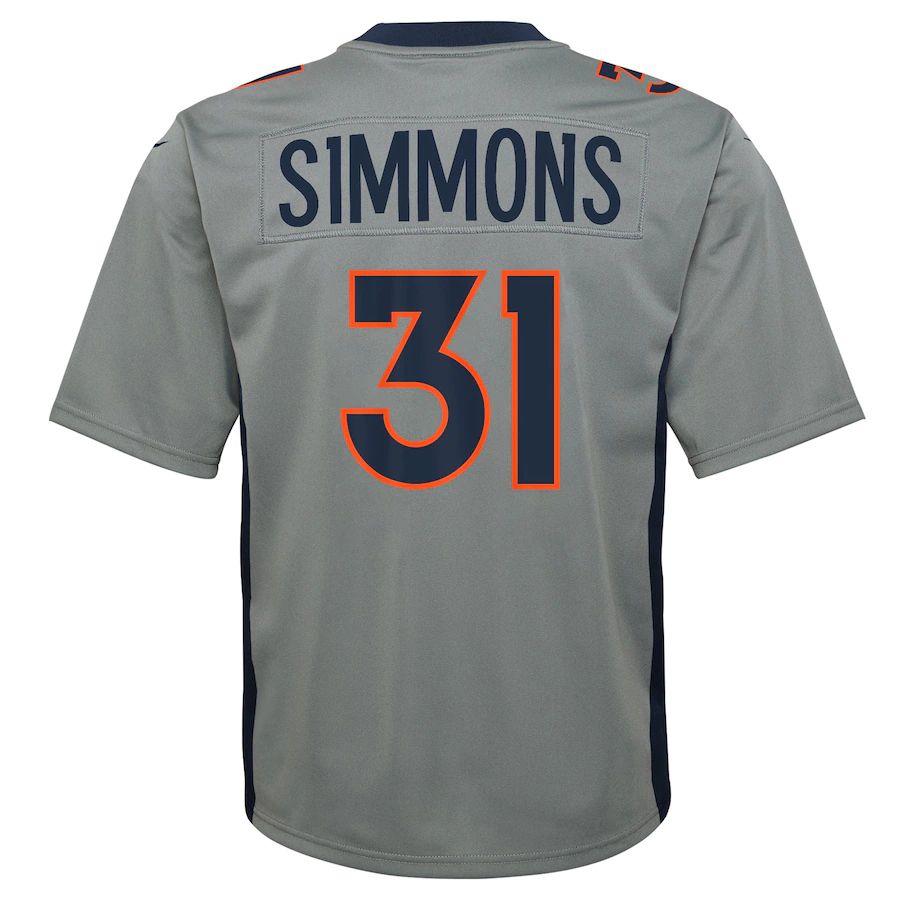 D.Broncos #31 Justin Simmons Gray Inverted Game Jersey Stitched American Football Jerseys - Main View