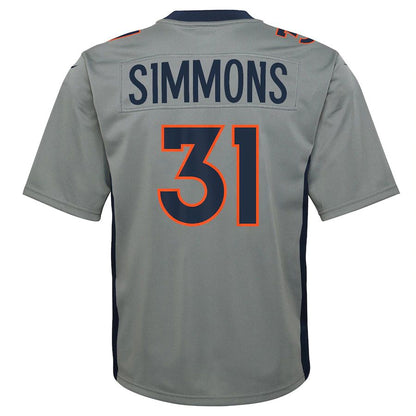 D.Broncos #31 Justin Simmons Gray Inverted Game Jersey Stitched American Football Jerseys - Main View