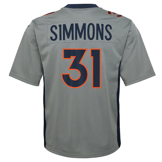 D.Broncos #31 Justin Simmons Gray Inverted Game Jersey Stitched American Football Jerseys - Main View