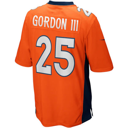 D.Broncos #25 Melvin Gordon III Orange Game Jersey Stitched American Football Jerseys - Main View