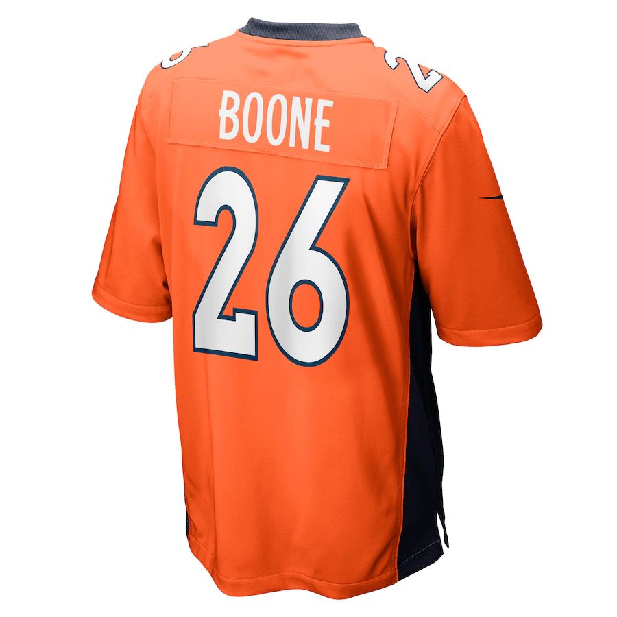 D.Broncos #26 Mike Boone Orange Game Jersey Stitched American Football Jerseys - Main View