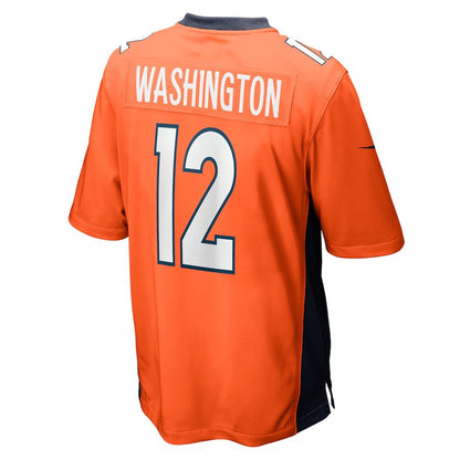 D.Broncos #12 Montrell Washington Orange Game Player Jersey Stitched American Football Jerseys - Main View