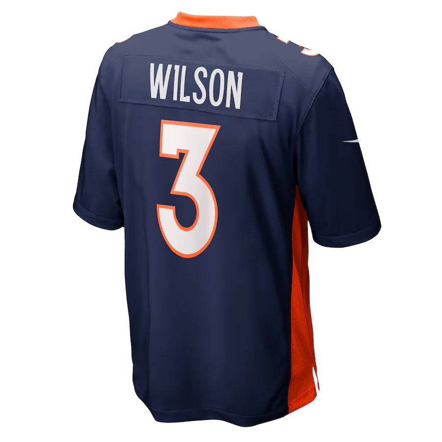 D.Broncos #3 Russell Wilson  Navy Alternate Game Jersey Stitched American Football Jerseys - Main View