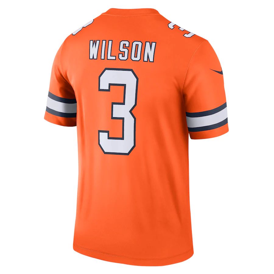 D.Broncos #3 Russell Wilson Orange Alternate Legend Jersey Stitched American Football Jerseys - Main View