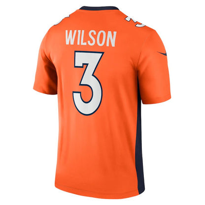 D.Broncos #3 Russell Wilson Orange Legend Jersey Stitched American Football Jerseys - Main View